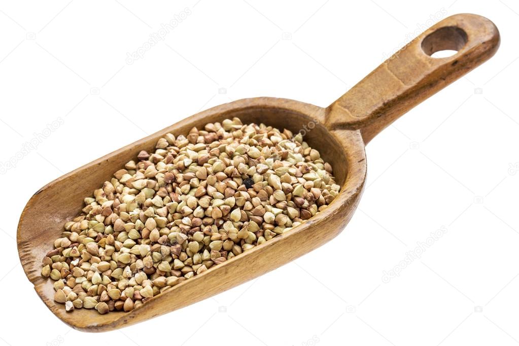 scoop of buckwheat grain
