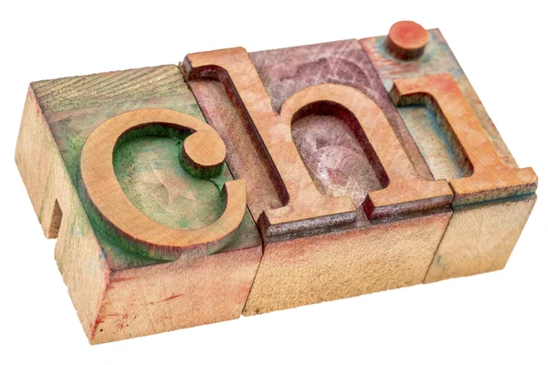 Chi word abstract in wood type — Stock Photo, Image