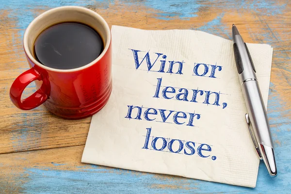 Gewinnen oder lernen, niemals verlieren — Stockfoto
