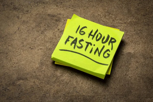 Hour Fasting Reminder Note Brown Textured Bark Paper Healthy Lifestyle — Stock Photo, Image