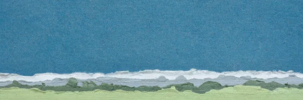 Abstrakcyjny Krajobraz Odcieniach Niebieskiego Zielonego Pastelu Kolekcja Kolorowych Ręcznie Robionych — Zdjęcie stockowe