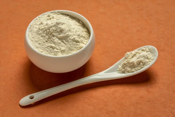 Small Bowl Teaspoon Yacon Root Powder Powerful Prebiotic Sweetener Derived — Stock Photo, Image