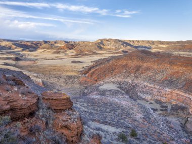 Kızıl Dağ Açık Alanı, Larimer County, Colorado tarafından korunan eğlence alanı - Sand Creek ve Cheyenne Rim ile sonbahar manzarası, sonbahar manzarası
