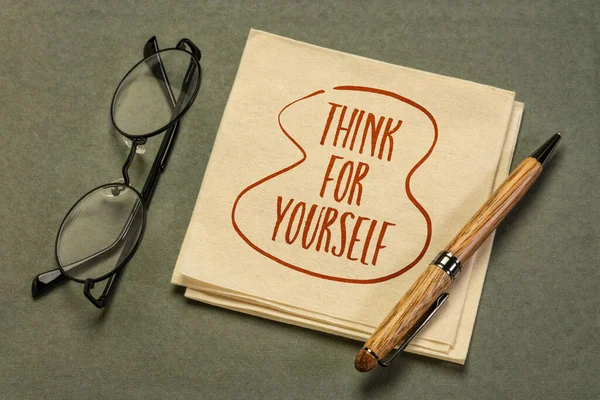 Think Yourself Inspirational Handwriting Napkin Personal Development Concept — Stock Photo, Image