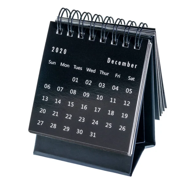 Dezembro 2020 Calendário Desktop Espiral Isolado Branco Tempo Conceito Negócios — Fotografia de Stock