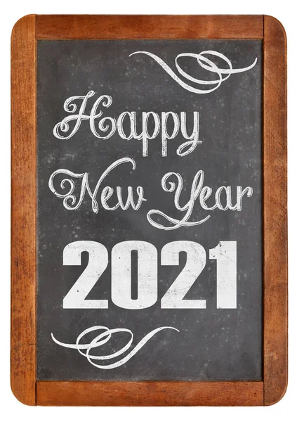 Новым 2021 Годом Поздравления Винтажной Доске Изолированной Белом — стоковое фото
