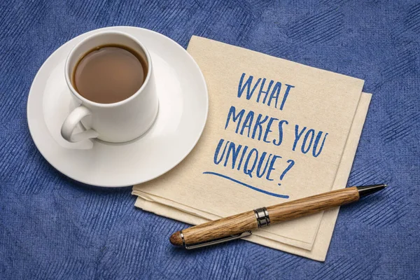 Qué Hace Único Escribir Mano Una Servilleta Con Una Taza — Foto de Stock