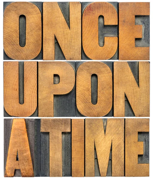 Once Time Opening Phrase Storytelling Concept Isolated Word Abstract Vintage — Stock Photo, Image