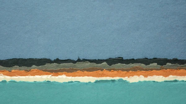 Abstrakcyjny Krajobraz Odcieniach Niebieskiego Pastelu Kolekcja Kolorowych Ręcznie Robionych Papierów — Zdjęcie stockowe
