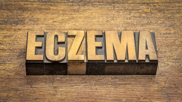 Eczema Word Abstract Vintage Letterpress Wood Type Medical Concept Inflammation — Stock Photo, Image