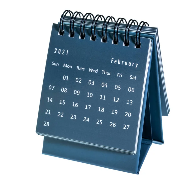 Únor 2021 Spirála Desktop Kalendář Izolované Bílé Čas Obchodní Koncept — Stock fotografie