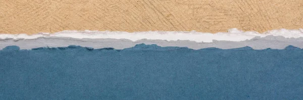 Abstract Landscape Brown Blue Pastel Tones Collection Handmade Bark Rag — Stock Photo, Image