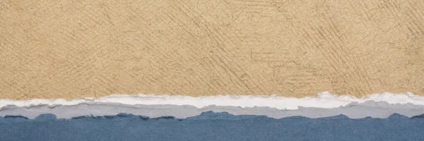 Abstrakt Landskap Bruna Och Blå Pastelltoner Samling Handgjorda Bark Och — Stockfoto