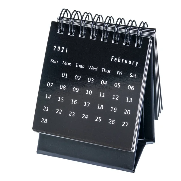 Februari 2021 Spiraal Desktop Kalender Geïsoleerd Wit Tijd Business Concept — Stockfoto