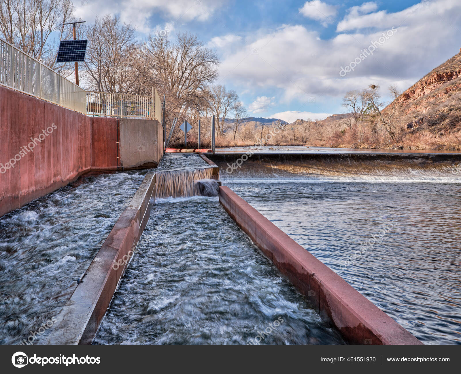 Fish Ladder Water Diversion Dam Watson Lake Dam Poudre River Stock