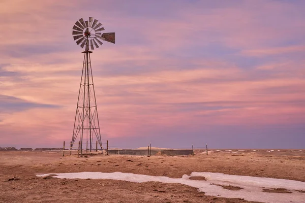 Windmill Pump Cattle Water Tank Shortgrass Prairie Pawnee National Grassland — Stock Photo, Image