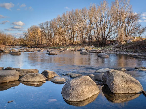 Río Poudre Sobre Fort Collins Colorado Donde Presa Desvío Fue — Foto de Stock