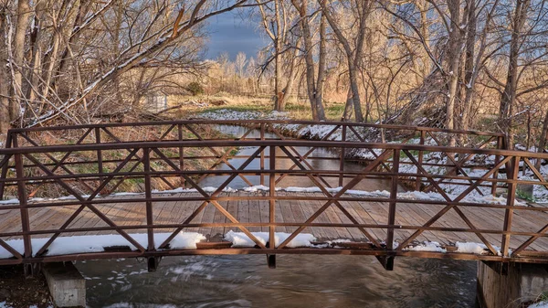 Bike Trail Footbridge Irrigation Ditch Fort Collins Northern Colorado Recreation — Stock Photo, Image