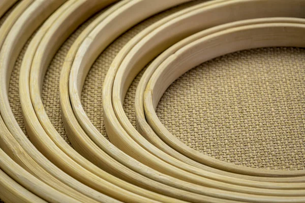 Bambuszhímzőkarika Készlet Vászonvászon Kézműves Hobbi Koncepció Ellen — Stock Fotó