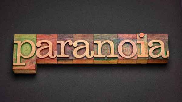 Paranoia Word Abstract Vintage Letterpress Wood Type Mental Health Concept — Stock Photo, Image