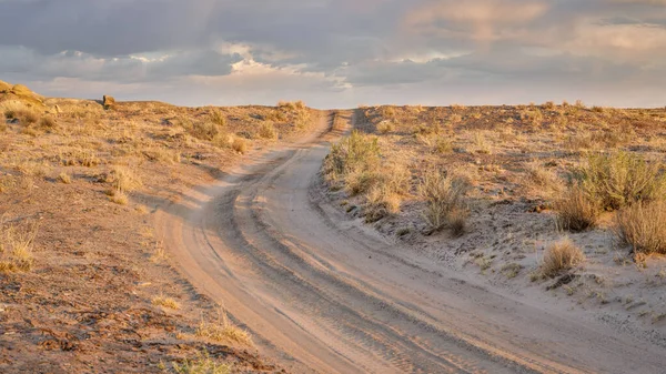 Camino Arenoso Tierra Desierto Luz Del Atardecer Área San Rafael —  Fotos de Stock