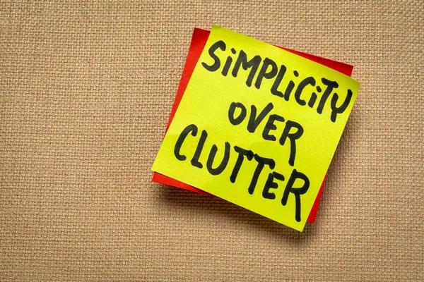 Simplicity Clutter Inspirational Concept Handwriting Sticky Note Decluttering Minimalism — Stock Photo, Image