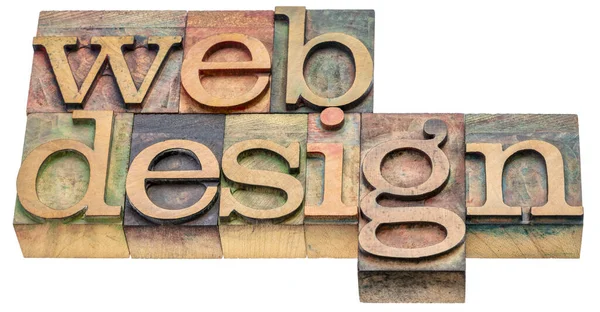 Website Design Isolated Word Abstract Letterpress Wood Type Printing Blocks — Stock Photo, Image