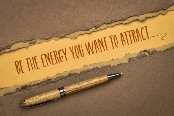 Energy You Want Attract Inspirational Handwriting Handmade Paper Law Attraction — Stock Photo, Image