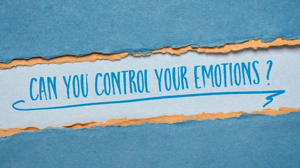 Kun Emoties Beheersen Handschrift Een Handgeschept Papier Blauw Oranje Begrip — Stockfoto