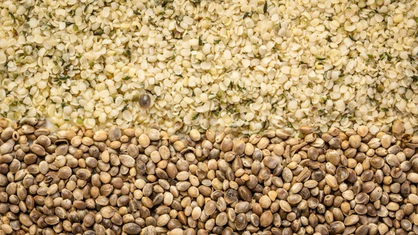 Dry Hemp Seed Hearts Closeup Background Superfood Concept — Stock Photo, Image