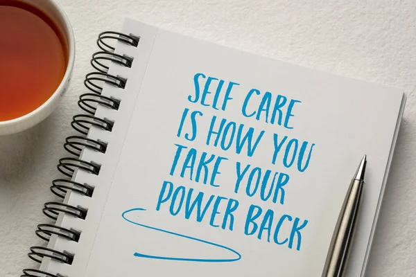 Self Care How You Take Your Power Back Inspirational Handwriting — Stock Photo, Image