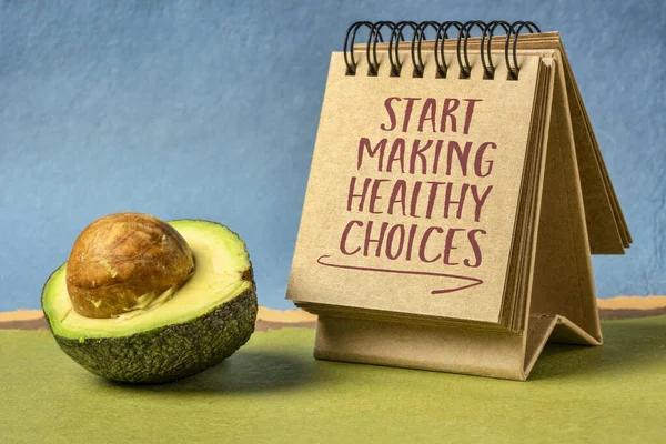 Start Making Healthy Choices Motivational Reminder Handwriting Desktop Calendar Avocado — Stock Photo, Image