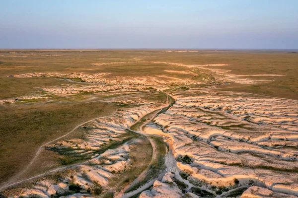 Luz Tarde Sobre Arroyo Badlands Pawnee National Grassland Norte Colorado — Fotografia de Stock