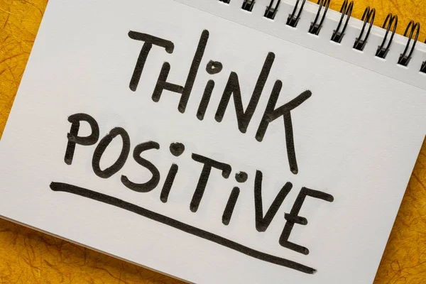 Think Positive Inspirational Handwriting Sketchbook Positivity Optimism Mindset Concept — Stock Photo, Image