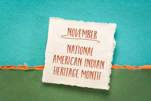 Noviembre Mes Nacional Herencia Indígena Americana Escritura Mano Sobre Papel —  Fotos de Stock