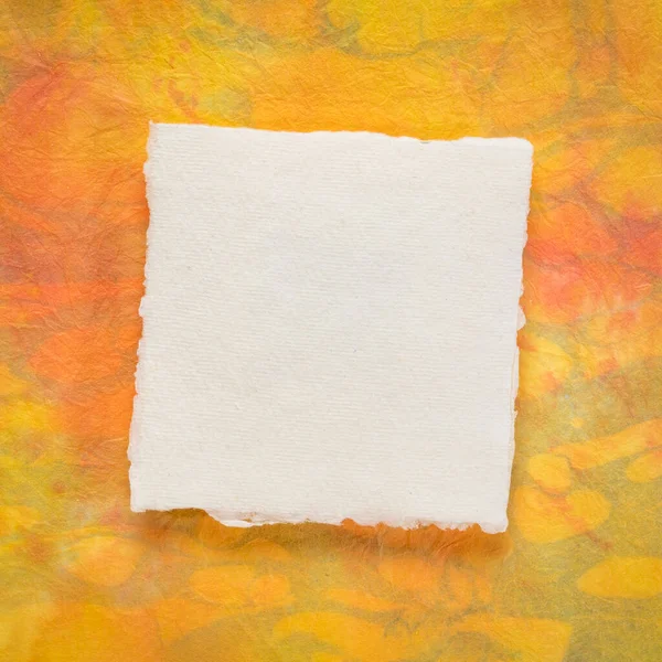Small Sheet Blank White Khadi Rag Paper South India Orange — Stock Photo, Image