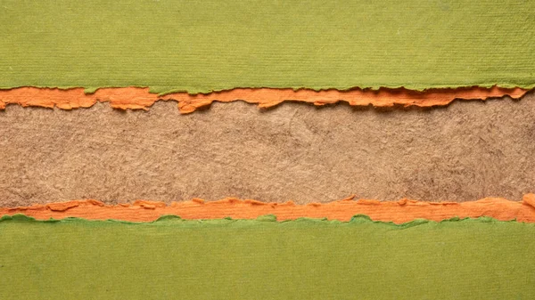 Abstrait Papier Brun Orange Vert Avec Espace Copie Feuilles Papier — Photo