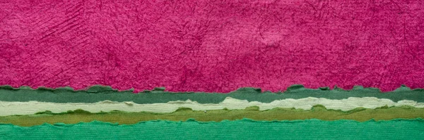 Elvont Táj Zöld Rózsaszín Pasztell Tónusokkal Kézzel Készített Rongypapírok Gyűjteménye — Stock Fotó