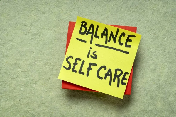 Balance Self Care Inspirational Reminder Note Healthy Lifestyle Personal Development — Stock Photo, Image