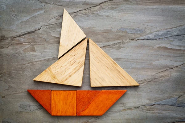 Abstract sailboat from tangram puzzle — Stock Photo, Image