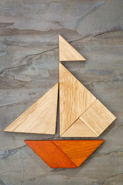 Tangram sailboat abstract — стоковое фото