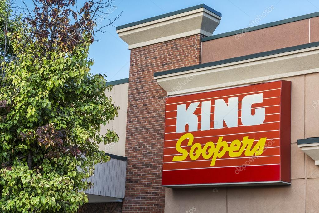 FORT COLLINS, CO, USA - SEPTEMBER 16, 2014: King Soopers supermarket in Colorado, brand of Kroger,  with a logo on their store. King Soopers has a significant presence in the state of Colorado on the eastern slope of the Rocky Mountains.