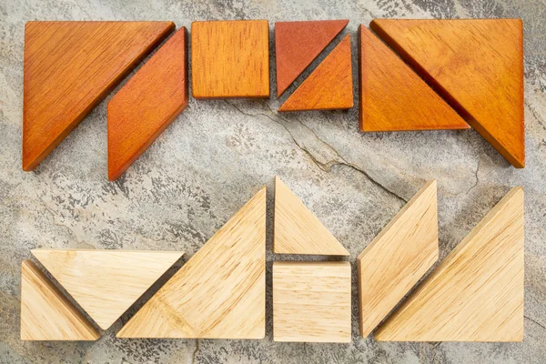 Two sets of tangream puzzle — Stock Photo, Image