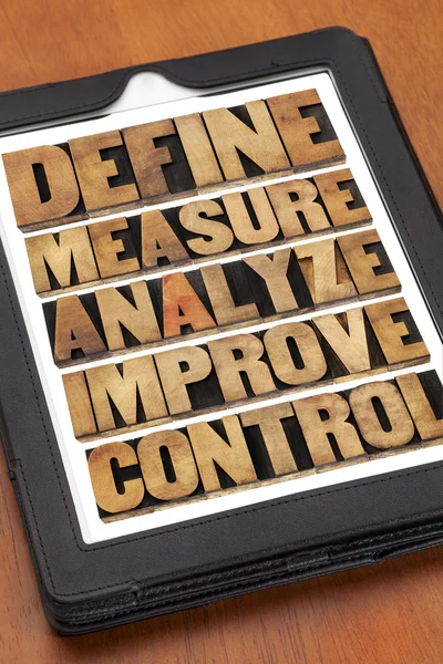 Define, measure, analyze, improve, control — Stock Photo, Image