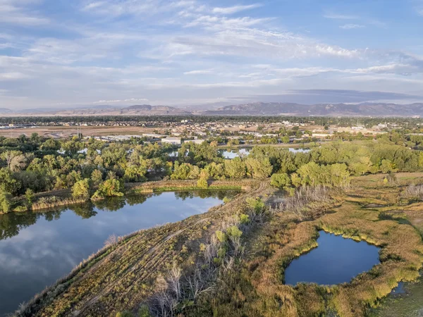Vista aérea da área natural do pântano — Fotografia de Stock