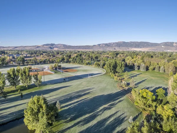 Park aerial view with frost — Stock Photo, Image