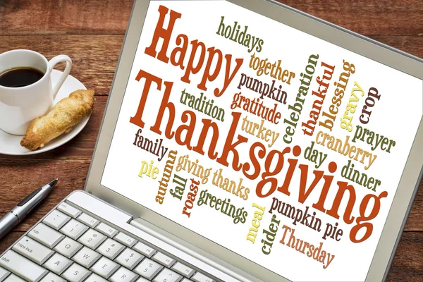Happy Thanksgiving word cloud — Stockfoto