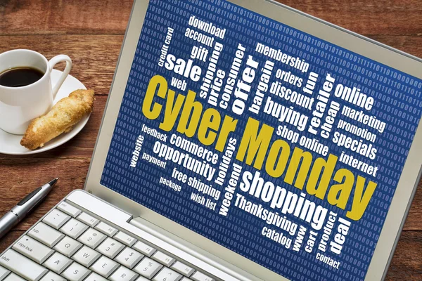 Cyber maandag online winkelen — Stockfoto