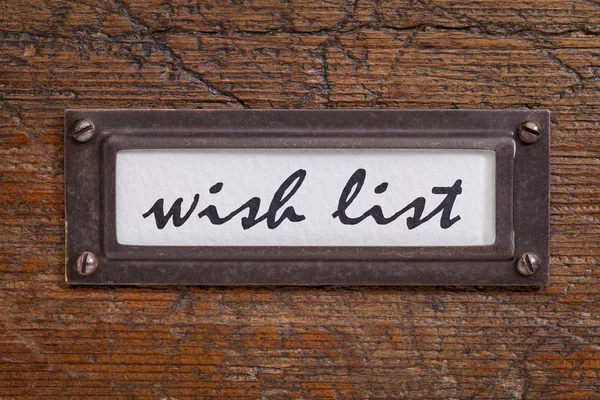 Wish list - file cabinet label — Stock Photo, Image