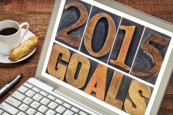 2015 goals in wood type — Stock Photo, Image